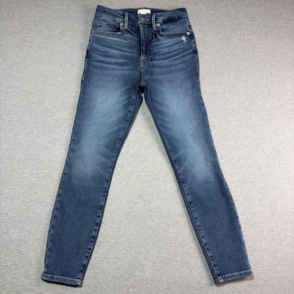 Good American‎ Good Waist High Rise Skinny Jeans - Size 4/27 - Whisker Med Wash